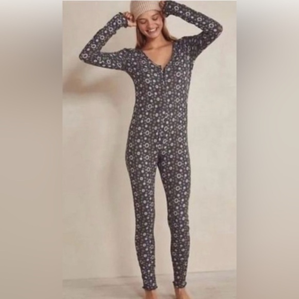 NWT Free People Intimately S Home Alone Long John One Piece New $98 Jumpsuit